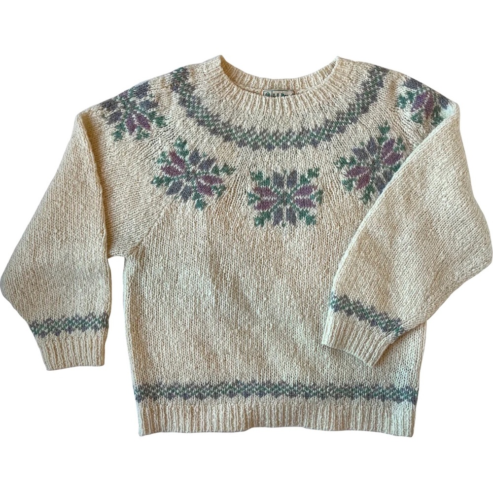 LL Bean folk art floral sweater